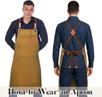 Plus Size Kitchen Apron for Men Women, Cross Back Cotton Canvas Chef Apron - Image 4