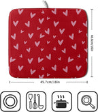 Valentines Dish Drying Mat for Kitchen Counter 16x18 Inch Valentine's Day Red - Image 2