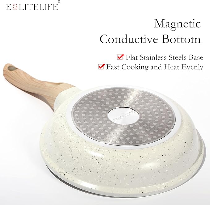 ESLITE LIFE Nonstick Ceramic Frying Pan Skillet, Non-Toxic Egg Omelette Kitchen - Image 7