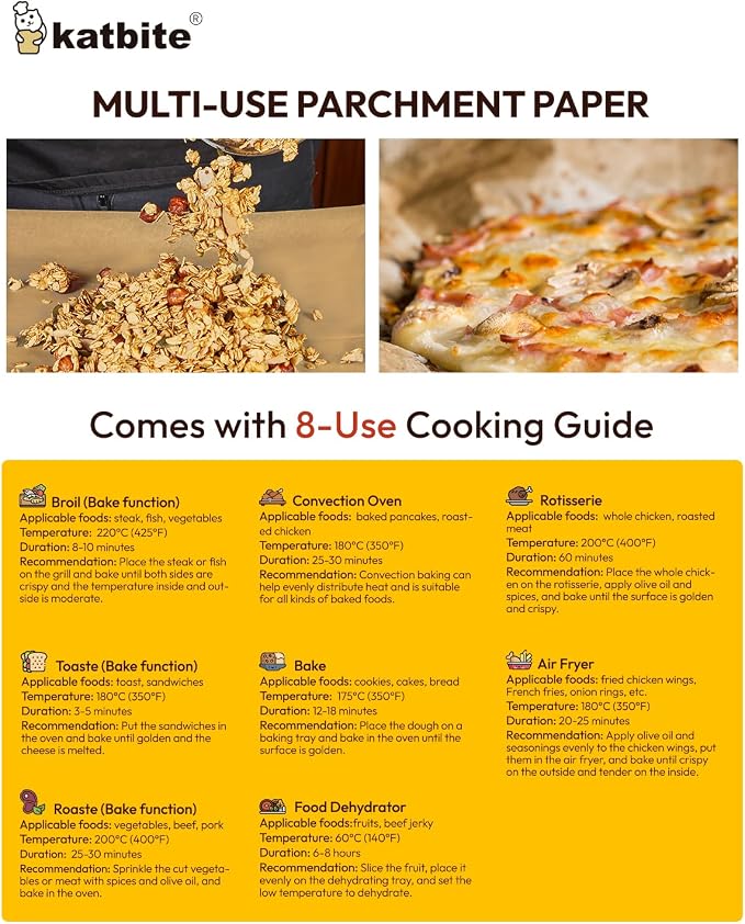 Katbite Air Fryer Disposable Paper Liners 100 Pcs, 9x11 Inch, Oil Resistant & - Image 7