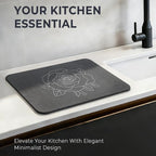 Stone Dish Drying Mat for Kitchen Counter, Glittery Resin Rose Pattern Quick - Image 9