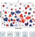 4th of July Dish Drying Mat for Kitchen Counter Patriotic Red Blue Star Love - Image 2