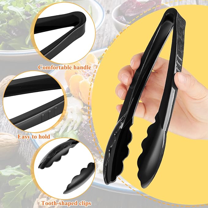 Tessco for you 80 Pcs Plastic Tongs for Serving Bulk, 9 Inch Plastic Disposable - Image 3