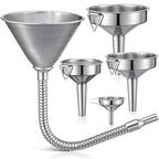 Blulu Set of 5 Stainless Steel Flexible Oil Funnels by Blulu