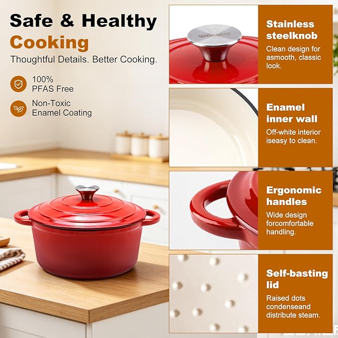 Enameled Cast Iron Dutch Oven - 7QT Pot - Image 6