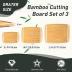 3 packs Bamboo Cutting Board Set Non Slip Feet Over Sink - Image 2