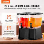 VEVOR Beverage Dispenser, 3 Gallon x 2 Drink Dispensers - Image 2