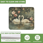 Swans Dish Drying Mat 18x16 Inch, Wildlife Aesthetic Dish Drainer Mats Summer - Image 5