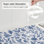 Blue Floral Print Dish Drying Mats - Image 6