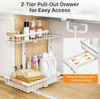 PXRACK Under Sink Organizer, Adjustable Height, 2 Tier Pull Out Under Cabinet - Image 3