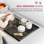 MERRYBOX Roll Up Over The Sink Dish Drying Rack Silicone Wrapped Foldable - Image 9