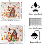 Christmas Dish Drying Mat for Kitchen Counter 16x18 Gingerbread House Man Candy - Image 2