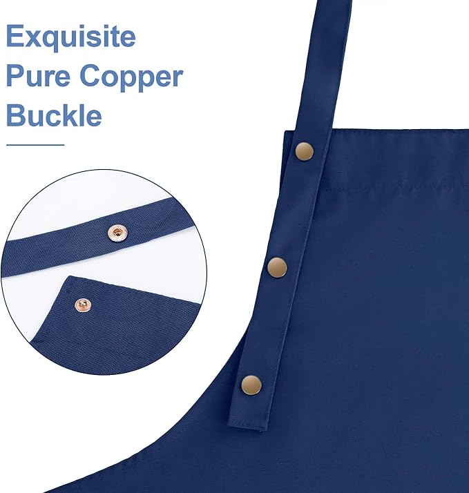 Apron for Men Women with Adjustable Straps and Large Pockets, Canvas Cotton - Image 2