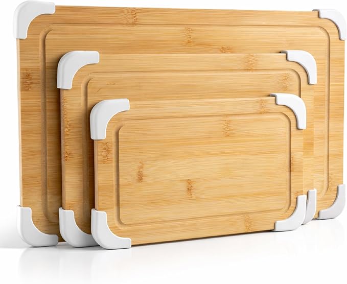 COOK WITH COLOR Non-Slip Cutting Board Set – Kitchen Essentials with Easy Grip by CookwithColor
