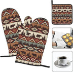 Vintage Rustic Oven Mitts and Pot Holders Sets of 3 Heat Resistant Hot Pads - Image 3