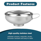 Stainless Steel Wide-mouthed Kitchen Funnel, 2 Sets - Image 2