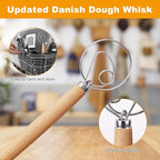 Aqdocvf 2-Pack Danish Dough Whisk, 13-Inch Dutch Whisk - Image 5