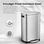 ELPHECO Kitchen Trash Can with Lid Soft Close, 13 Gallon / 50L Stainless Steel - Image 6