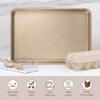 Wildone 2 Pack Half Sheet Baking Pans, Honeycomb Embossed Nonstick Baking Sheet - Image 7