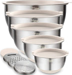 Wildone Mixing Bowls with Airtight Lids Set, with Grater Attachments & Non-Slip by Wildone