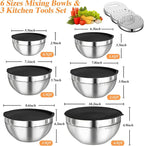 Mixing Bowls with Lids Set, Kitchen Food Storage Organizers Nesting Mixing Bowl - Image 4