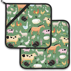 Funny Farm Animals Horse Cow Pot Holder Set of 2, Heat Resistant Potholders by Larkverk