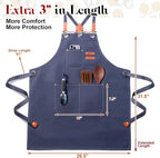 Plus Size Kitchen Apron for Men Women, Cross Back Cotton Canvas Chef Apron - Image 2