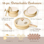 CAROTE 18 Pcs Ceramic Cookware Set Detachable Handle, Non Toxic Pots and Pans - Image 2