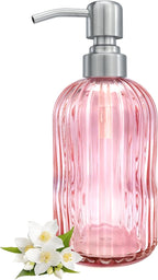 16 OZ Pink Glass Soap Dispenser Glass Soap Dispenser by LEETCPHOME