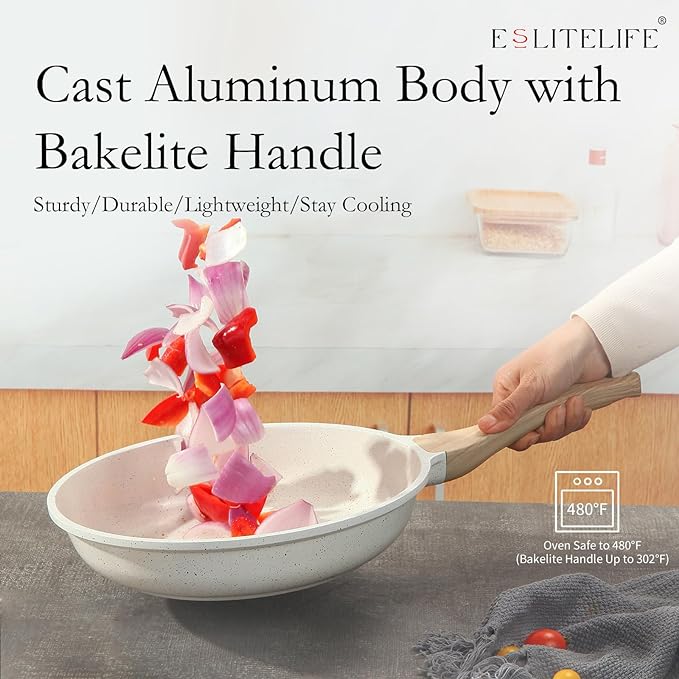ESLITE LIFE Nonstick Ceramic Frying Pan Skillet, Non-Toxic Egg Omelette Kitchen - Image 5