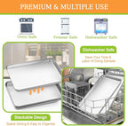 4 Pieces Baking Sheet Pan Tray, CEKEE Stainless Steel Small Cookie Sheets - Image 4