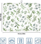 Spring Summer Sage Green Leaves Dish Drying Mat 18 x 24 Inch Spring Eucalyptus - Image 2
