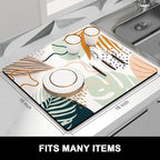 Rnivvi Dish Drying Mat for Kitchen Counter, 16 x 18" Cute Boho Theme Absorbent - Image 3