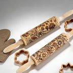 2 Pack Wooden Embossed Rolling Pin - Image 3
