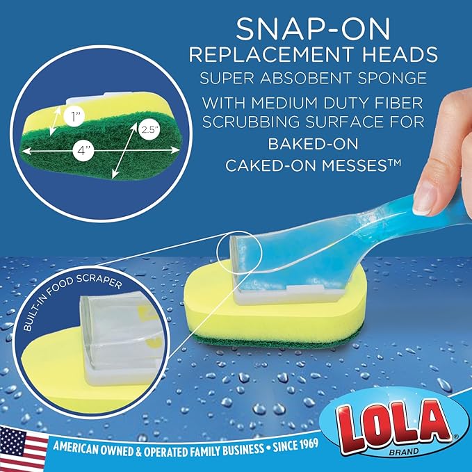 LOLA Soap Dispenser Dish Brush Wand, Absorbent Sponge Scrubber, No Leaking. - Image 5