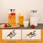 Set of 2 Glass Pitcher with Lid, 1200ml Leak Proof, Glass Water Jugs, Microwave - Image 5