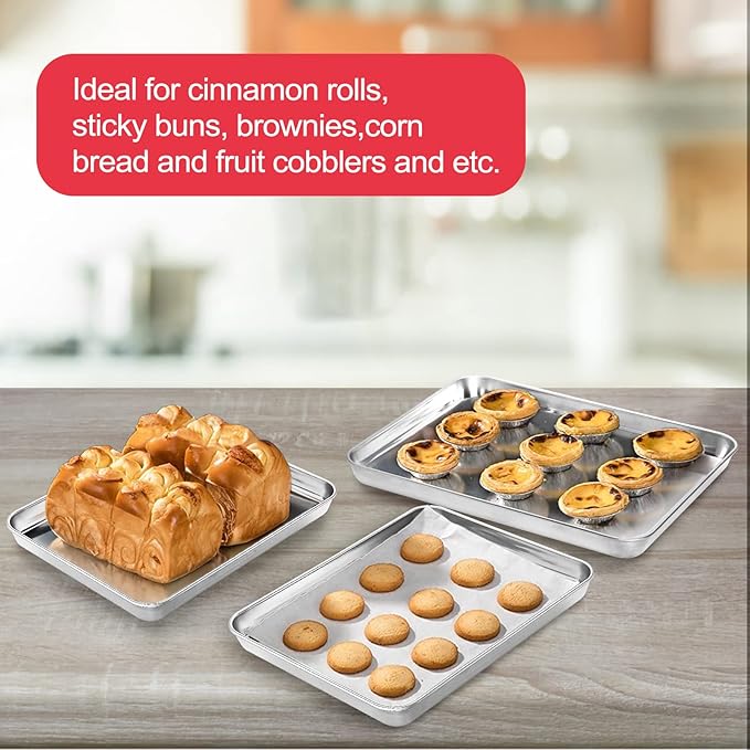 Stainless Steel Baking Sheet Cookie Tray, Cookie Sheet - Image 7