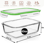 Razab 4 PC 1860ml / 63 Oz / 8 Cups Large Glass Food Storage Containers - Image 3