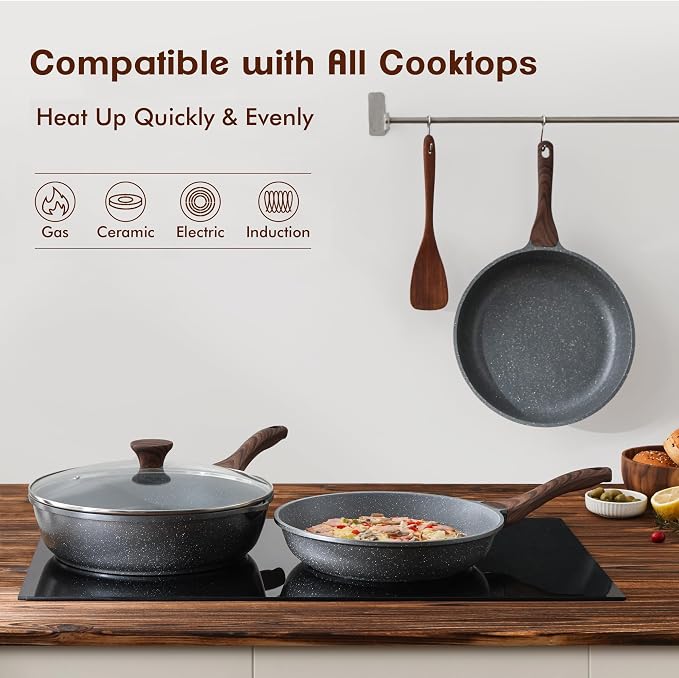 SENSARTE Nonstick Frying Pan Skillets, Swiss Granite Coating Omelette Pans - Image 6
