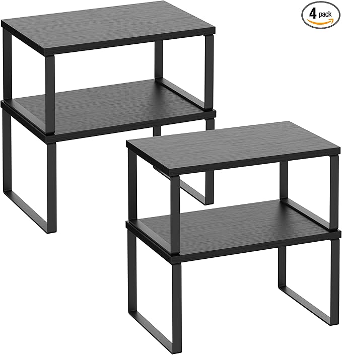 Kitchen Cabinet Organizer Shelf Set of 4, Sturdy Kitchen Counter Shelves by SelefrecosStorage