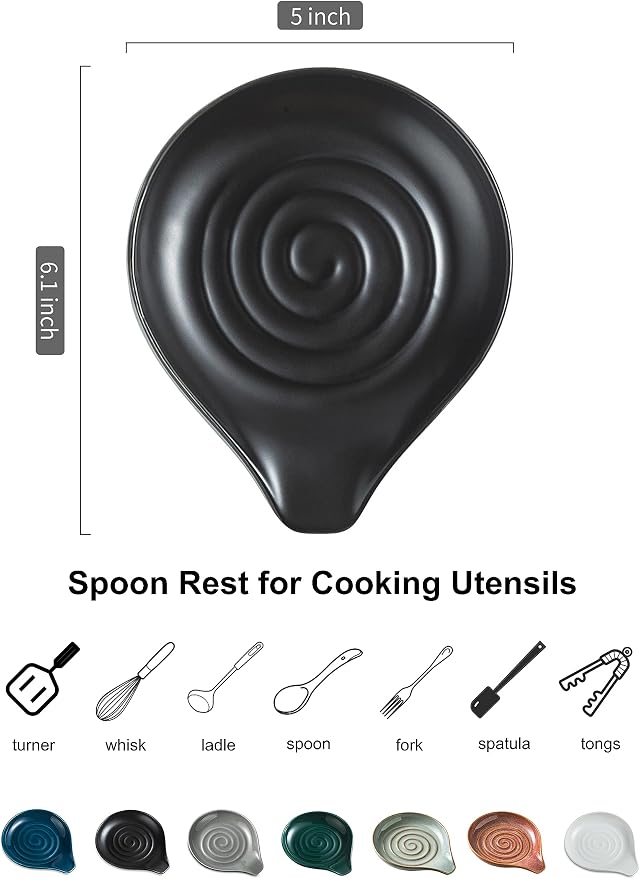 LAUCHUH Spoon Rest for Stove Top, 5 inch Large Cooking Spoon Holder for Kitchen - Image 2