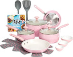 Tasty Clean Ceramic Non-Stick Aluminum Cookware Set, Tempered Glass Lid by Tasty