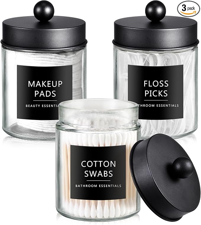 SheeChung 3-Pack Black Glass Apothecary Jars by SheeChung