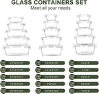 KOMUEE 30 Pieces Glass Food Storage Containers Set, Glass Meal Prep Containers - Image 2