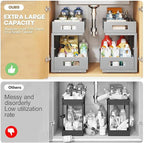 Under Sink Organizer, 2-Tier Dual Pull Out Cabinet Organizer Drawers - Image 8