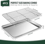 Jelly Roll Pan with Cooling Rack Set, CEKEE Stainless Steel Baking Sheet Tray - Image 2