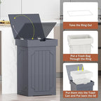 Function Home Trash Can Cabinet, 13 Gallon Kitchen Garbage Can, Wood Recycling - Image 9
