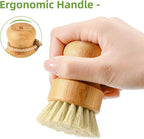 SUBEKYU Bamboo Dish Scrub Brushes, Kitchen Wooden Cleaning Scrubbers Set - Image 5