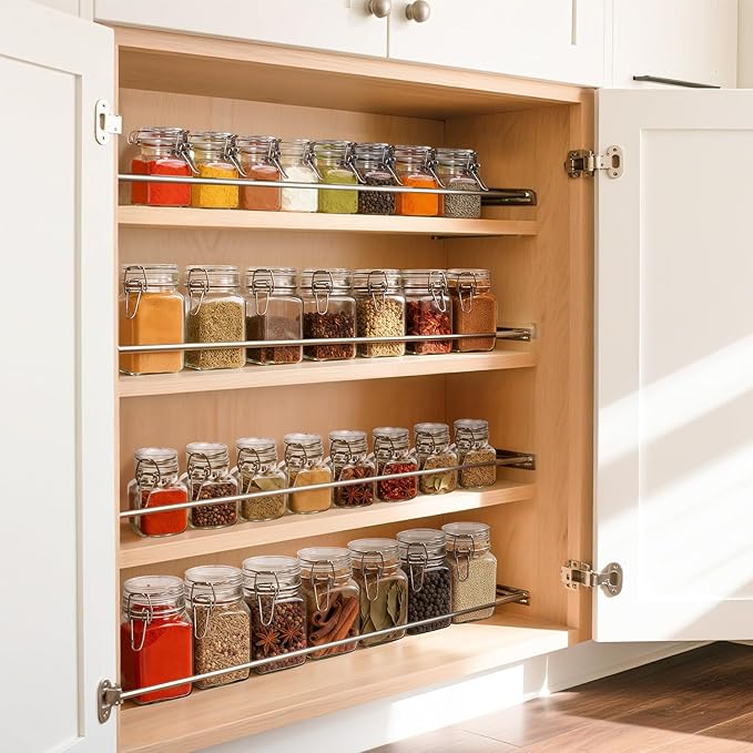 ComSaf Set of 12 Square Glass Spice Jars - Image 5