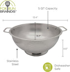 Fox Run Large Stainless Steel Colander, 5 Quart Pasta Strainer - Image 6